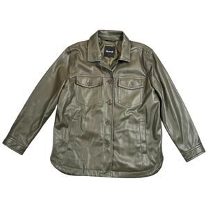 Madewell Olive Green Vegan Leather Utility Jacket Shacket Size M